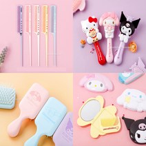 산리오 접이식 꼬리빗 미니 사각 입체 브러쉬 빗거울 세트, 쿠로미 입체 브러쉬, 1개