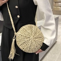 연이랜드 바캉스 라탄 라운드백 왕골가방 크로스백
