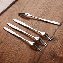 크리에이티브 스테인레스 스틸 과일 포크 서쪽 칼 붙이 작은 두 개의 이빨 디저트 케이크 포크, 2 pieces