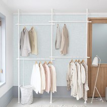 천장형 기둥식 벽 파이프 봉 조립 옷걸이 행거 4단, 아이보리(함마톤)