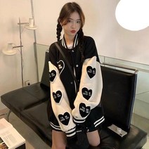 하트 바시티 자켓 야구 항공 잠바 점퍼 바람막이 특이한 화려한 남성 여성 남성 빅사이즈