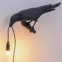 럭키 버드 크로우 벽 램프 수지 테이블 야간 조명 침실 침대 머리맡 거실 집 용121432, Black Left_UK plug, 02 Black Left_04 UK plug