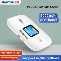 핸드폰 공유기 포켓와이파이 MINI wifi 3G 4G Usim Benton 라우터 미니 3g4g 잠금 해제 lte mifi pocket with sim card 무제한 인터넷, 2050mAh 배터리, 버전 4