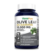 NusaPure 올리브잎 15000mg 200캡슐 올레유로핀 20% 미국직배송
