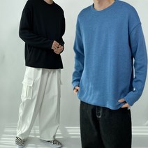 남자 봄 오버핏 얇은 기본 베이지 라운드 니트 티셔츠 코디 5color