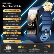 무채혈 [혈당 혈중 산소] 디도 고정밀 혈압 심박수 심전도 측정기 팔찌 24시간 비침습 모니터링 스마트 워치 노인 심장기기 건강 수면 운동, D.Magic Sea Blue 24H 동적 혈당 모니터