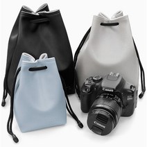 BOONA 캐논 소니 니콘 후지 미러리스 DSLR 필름 카메라 가죽 파우치, 그레이, M, 1개