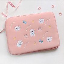 비숑 15인치노트북파우치 16인치노트북파우치 귀여운 캐릭터 맥북에어 맥북프로 LG그램 삼성 15.6인치, 핑크