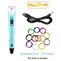 3D 펜 필라멘트 재료 뜨거운 3d 펜 led 화면 diy 3d 인쇄 펜 pla 크리, 파란색 10가지 색상 추가, 협동사