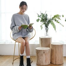 통나무스툴 원형 스툴 벤치 가정용 복고풍 의자, 높이 40 구경 16-20cm