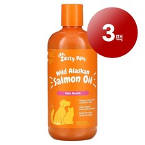 리암마켓 Zesty Paws 제스티 포우즈 강아지 고양이용 면역 건강한 피부 털 관리 보충제 천연 성분 오메가 연어 오일 473ml 1팩, 3팩