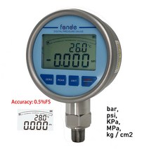 FANDE 디지털 유압 압력 게이지 온도 다이어프램 포함 316L LCD 스테인리스 스틸 가스 액체 연료, 09 0-16MPa_02 NPT1-2