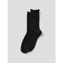 8 seconds 발목 셔링 롱 골지 양말 - 블랙