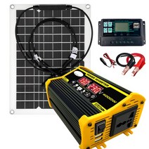 태양광패널 차량용 인산철 4000W 전원 인버터 12V ~ 110/220V 50W 태양 전지 패널 60A 컨트롤러 비상 광 발, 01 1 whole set_01 12V to 110V