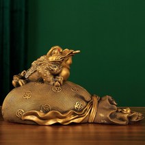 황동 삼족 두꺼비 황금 돈주머니 수제 제작 풍수 장식품 개업 오픈 선물, 35cm 돈주머니 황금 두꺼비