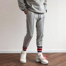 3선 배색 삭스 밴딩 남자 핀턱 시보리 조거팬츠 4color