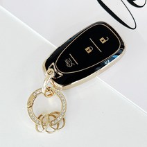 미짱 TPU 쉐보레 자동차 차키케이스+큐빅링, 블랙, MZ_02