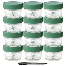Sage Spoonfuls 뚜껑이 있는 유리 이유식 용기 - 12팩 118.3ml(4온스) 이유식 병 냉동고 보관 누출 방지 재사용 가능한 소형 유리 이유식 용기 전자레인, 6 Count (Pack of 1)