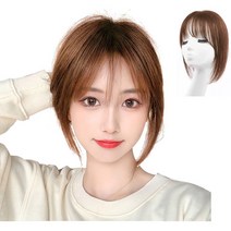 이쁘다삽 가발위드 레이디 네츄럴 100프로 인모 정수리 탑커버, 앞머리있는 라이트브라운, 1개