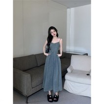 데님 나시 원피스 프렌치 빈티지 루즈핏 나시 청원피스