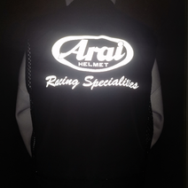 여름 오토바이 배달조끼 아라이 로고 낚시 퀵서비스 반사재질 안전 인쇄가능, E 블랙-쇼에이, 반사재질인쇄(실버단색인쇄), 02 L