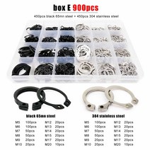 스냅링 플라이어M5 ~ M20 스테인레스 스틸 블랙 65mn 샤프트 베어링 고정 클립 스냅 링 C 타입 외부 250 개, box E 900pcs