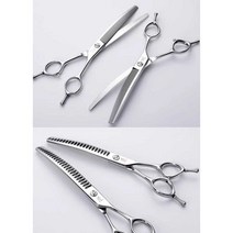 애견 가위 손질 전문 샵 반려견 도구 정리 일자 곡선, 7.25인치 V자형 곡면가위