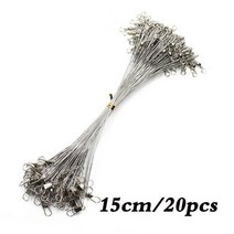 20pcs 15/20/25/30cm 스테인레스 스틸 와이어 리더 낚시 가죽 끈 회전 방지 물린 라인 Leadcore 루어 액세서리 파이크에 대 한, Silver-15 20pcs