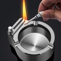 성냥일체형 스텐재떨이 업소 가게 심플재떨이, 블랙