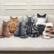 고양이 뒷태 애니멀 동물 쿠션 방석 학교 인테리어 방꾸미기 생일 선물 애견카페, 소_E