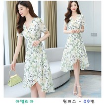 밀크봉봉 루즈핏 쉬폰 하객 헨리넥 레이스 오픈 30~~40대 원피스