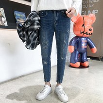 가바바 남성 캐주얼청바지 밑단까지 이쁜 찢어진 청바지 G18032