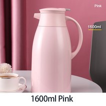 보온 보냉 주전자 1l1.6l1.9l 대용량 단열 냄비 따뜻하게 병 커피 차 진공 플라스크 유리 라이너 병 병, 핑크 1.6l