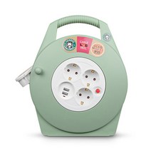 [사은품증정] LUG 러그 멀티탭 3구 10M 15M USB 2포트 접지 케이블 릴선 전기연장선 코드릴 휴대용 여행용 캠핑용 민트그린, 1개