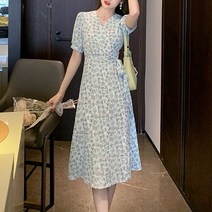 원피스 여름 슬림 옆트임 잔꽃 슬림소녀