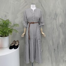 [행복여] 다이아 패턴 허리 벨트 세트 롱 원피스
