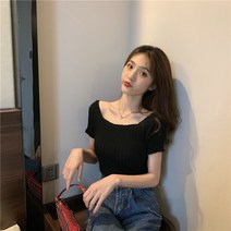 멀티 슬림 반팔 니트 티셔츠 상의 이너 이너