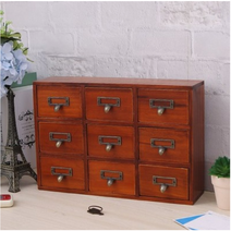 미니 나무 약장 약 수납장 정리함 악세사리 다용도 수납, 9 서랍 목색