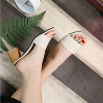 직장여성 미들굽 패션 솔리드 뮬 슬리퍼 커리어 출근룩 출퇴근 오피스룩