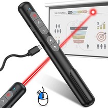 에어 마우스 기능이 있는 프리젠테이션 클리커 충전식 무선 프레젠터 클리커 RF 2.4GHz USB 프레젠터 컨트롤 파워포인트 프리젠테이션 클리커 맥 노트북 컴퓨터용, Red Light/with Air Mouse