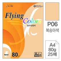 삼원)플라잉칼라(P06.복숭아색 A4 80g 25매) 플라잉칼 99764EA, 본상품선택