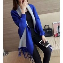 숄케이프 니트 겨울 골지 여성용 봄 가 용 소매가 있는 양면 울 프린지 두꺼운 스카프