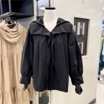 [씨엠큐브] SH05 메탈 케이프 블라우스 루즈핏 블랙 CMBL22T31