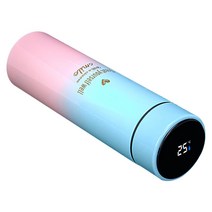 RUN Home 스텐 스마트 보온병 온도표시 500ml, 블루+핑크