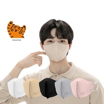 숨그림 50매 대형 중형 소형 무직타이거 KF94 새부리형 2D 마스크, 그레이_대형와이드_50매