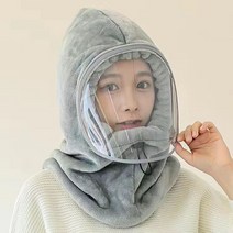 겨울방한모자 일본 자전거 방풍 마스크 풀페이스 겨울 풀오버 모자 스카프 일체형 여 방한, 01 M（56-58cm）, 01 회색