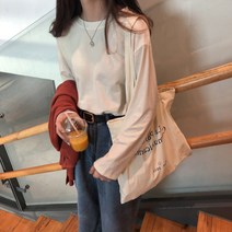 긴팔라운드티셔츠 초여름 경숙 0와이드 루즈핏 롱슬리브티 여성 솔리드 무지 이너티셔츠 가을 상의 트렌드 559614425