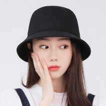 라핑 진이 블랙 버킷햇 데일리 남녀공용 커플 무지 벙거지모자