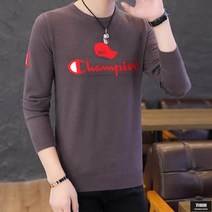 가바바 남성 가을 니트 챔피언이 되고싶다면 얇은 라운드 긴팔티 G55643