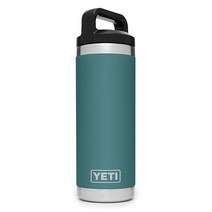 YETI 램블러 18온스 진공 단열 보틀 스테인리스 스틸 트리플홀 캡 포함 블랙, River Green